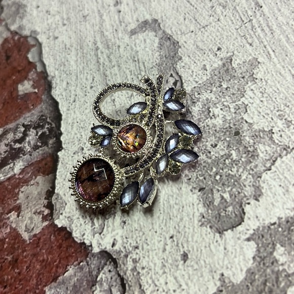 Napier Silver & Purple Gemstone Abstract Floral Brooch - Picture 4 of 6